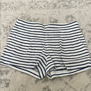 J. Crew Striped High Waist Shorts in Navy and White